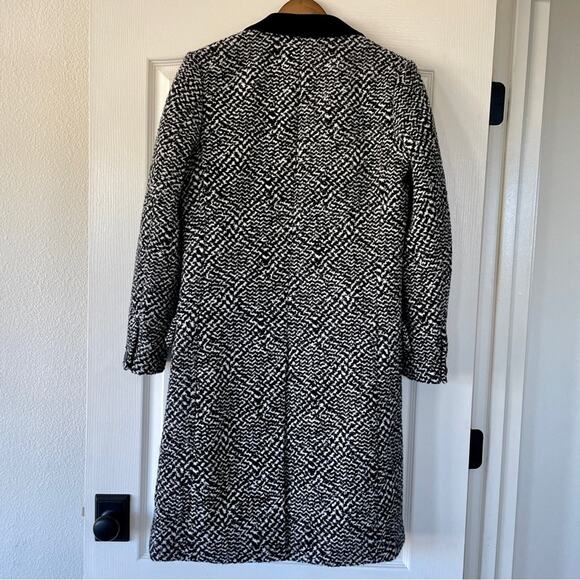 Rag & Bone Wooster Wooly Coat Black White Boucle Collared Pea Coat Wool Blend S - Picture 13 of 16